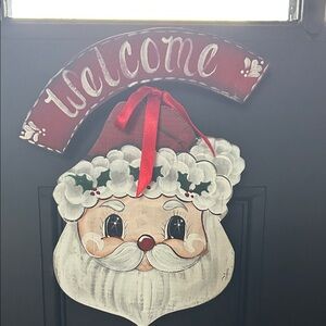 Festive Santa Wooden Welcome Sign